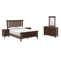 OSP Home Furnishings BP-4201-213K Modern Mission Queen Bedroom Set with 2 Nightstands and 1 Dresser with Mirror in Vintage Oak Finish